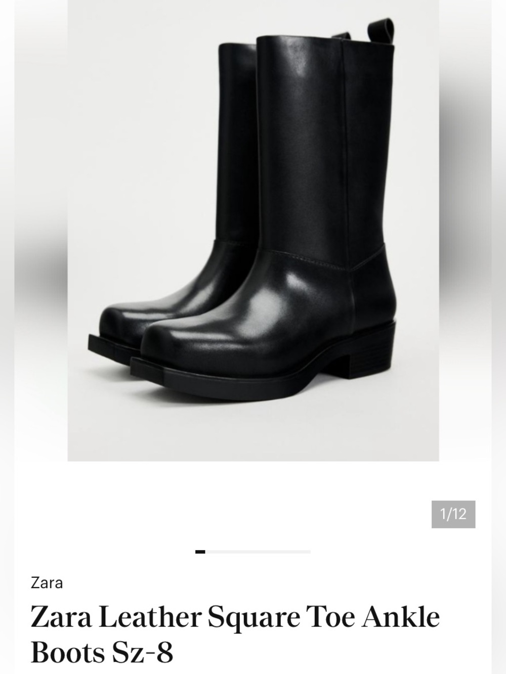 Zara Limited Edition Genuine Leather Airfit OrtholiteMid-Calf Square Toe Boot 39